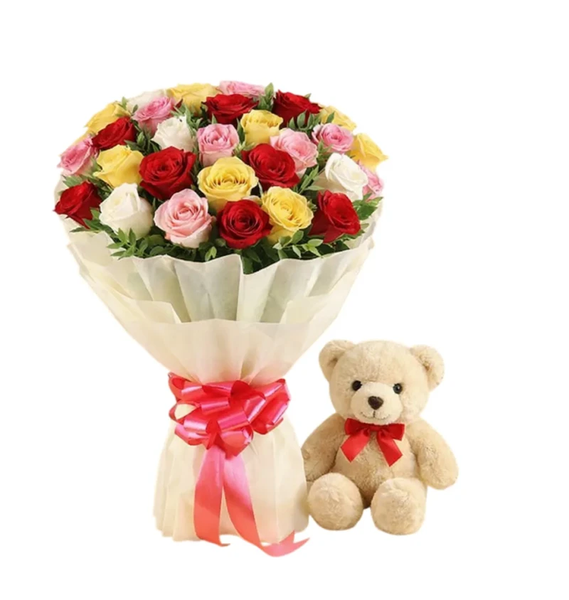 Ayıcıklı Güller Buketi