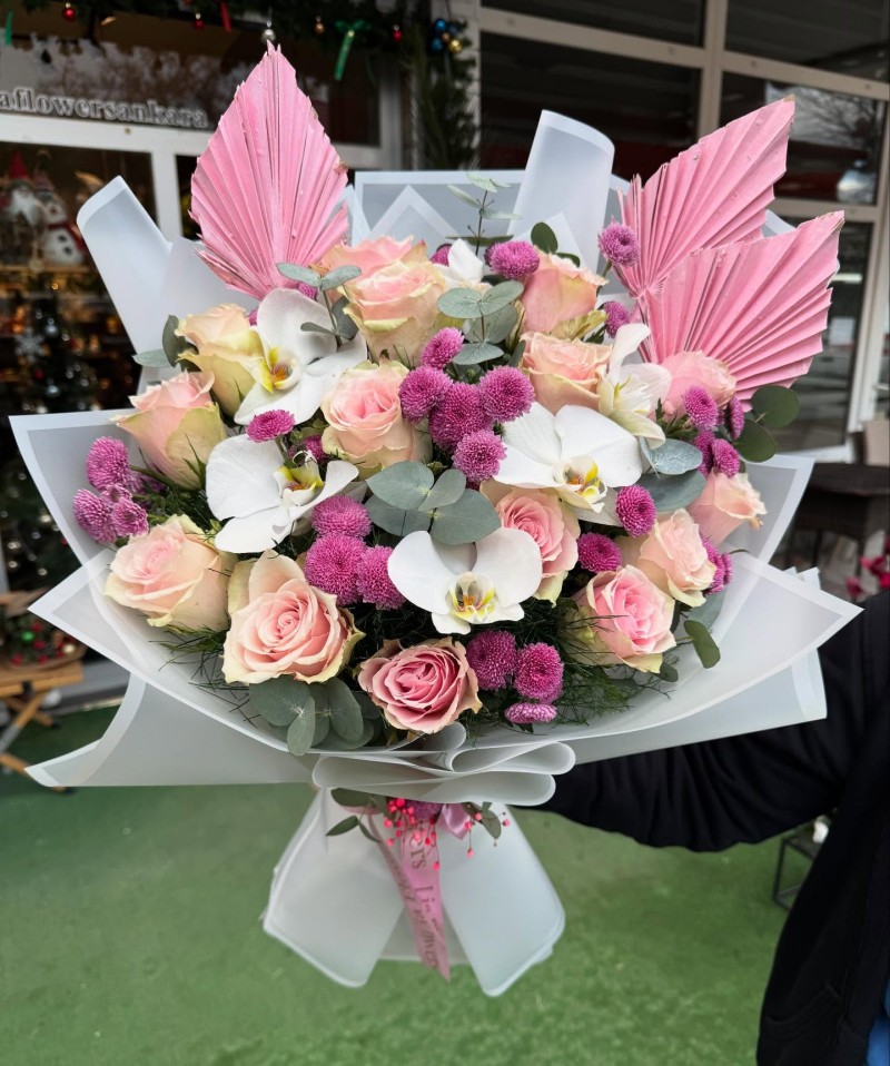 Pembe Gül & Orkide Buketi